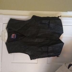 Mens black leather vest